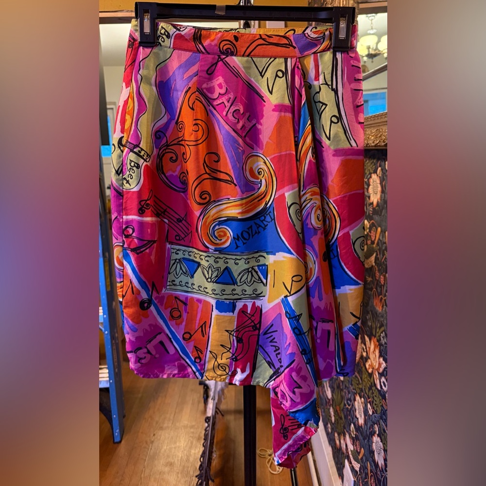 1980s Saks Fifth Ave silk wrap skirt